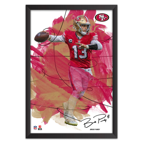 San Francisco 49ers<br>Brock Purdy Brush Stroke Player Print