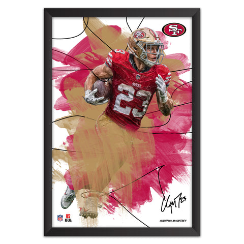 San Francisco 49ers<br>Christian McCaffrey Brush Stroke Player Print