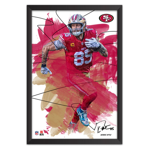 San Francisco 49ers<br>George Kittle Brush Stroke Player Print