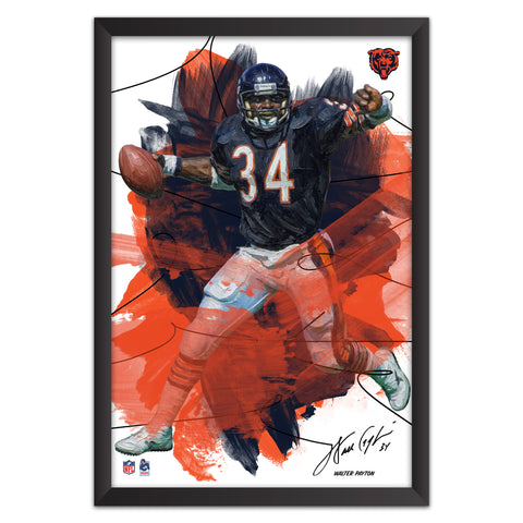 Chicago Bears<br>Walter Payton Brush Stroke Player Print