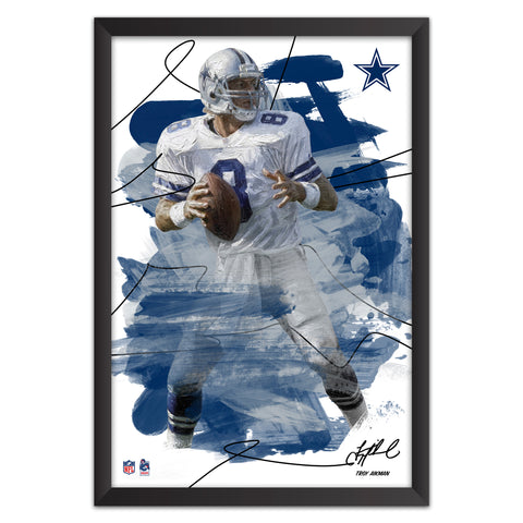 Dallas Cowboys<br>Troy Aikman Brush Stroke Player Print