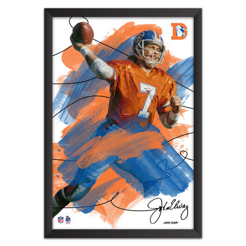 Denver Broncos<br>John Elway Brush Stroke Player Print