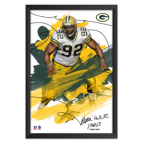 Green Bay Packers<br>Reggie White Brush Stroke Player Print