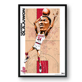 Houston Rockets<br>Hakeem Olajuwon<br>Team Court Caricature Print