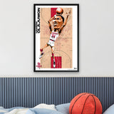 Houston Rockets<br>Hakeem Olajuwon<br>Team Court Caricature Print