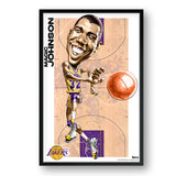 Los Angeles Lakers<br>Magic Johnson<br>Team Court Caricature Print