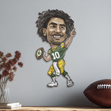Green Bay Packers<br>Jordan Love<br>Metal Caricature Art