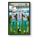 Miami Dolphins<br>Waddle, Tuaglavua And Hill<br>3 Player Print