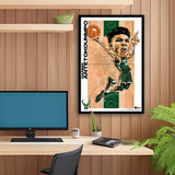 Milwaukee Bucks<br>Giannis Antetokounmpo<br>Team Court Caricature Print