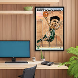 Milwaukee Bucks<br>Giannis Antetokounmpo<br>Brick Wall Caricature Print