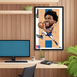 Philadelphia 76ers<br>Joel Embiid<br>Team Court Caricature Print