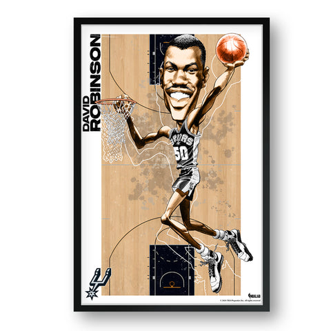 San Antonio Spurs<br>David Robinson<br>Team Court Caricature Print