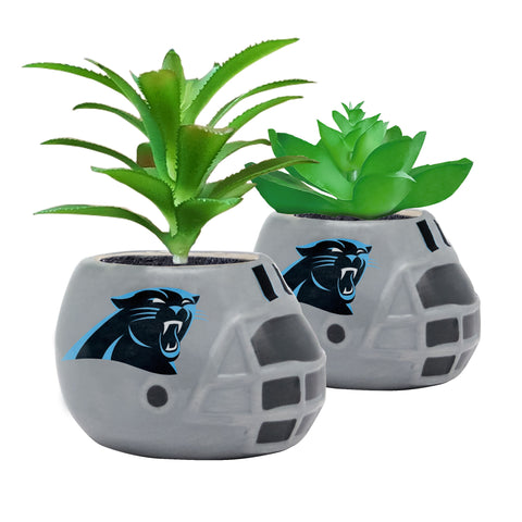 Carolina Panthers - Ceramic Helmet Planter – Faux Succulent - Pack Of Two