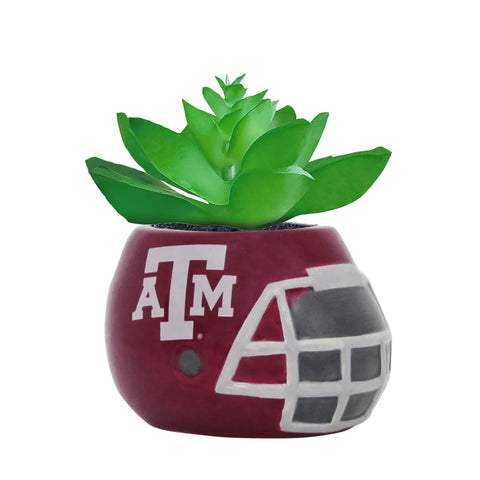 Texas A&M Aggies - Ceramic Helmet Planter – Faux Succulent - Pack Of Two