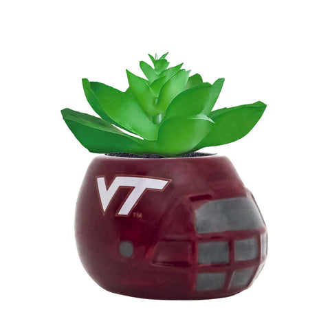 Virginia Tech Hokies - Ceramic Helmet Planter – Faux Succulent - Pack Of Two